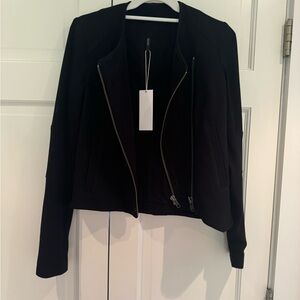NWT - Helmut Lang black asymmetrical stretch knit moto jacket